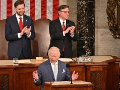 Король Карл III выступает в конгрессе США. Фото: t.news